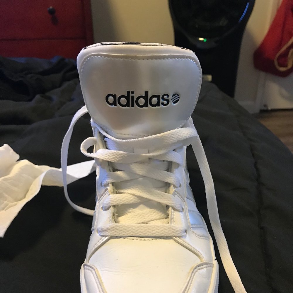 White ADIDAS with zebra print inside size 8